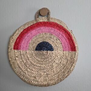 Vanessa Seward Raffia Rainbow Circle Tote Bag Straw Large Minaudière Boho Chic